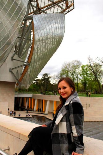 me in front of Louis Vuitton Foundation